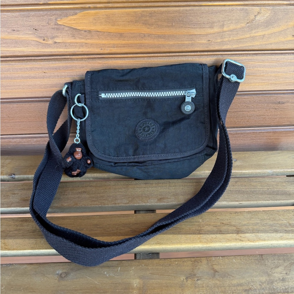 Kipling Black Crossbody Bag with Monkey Keychain